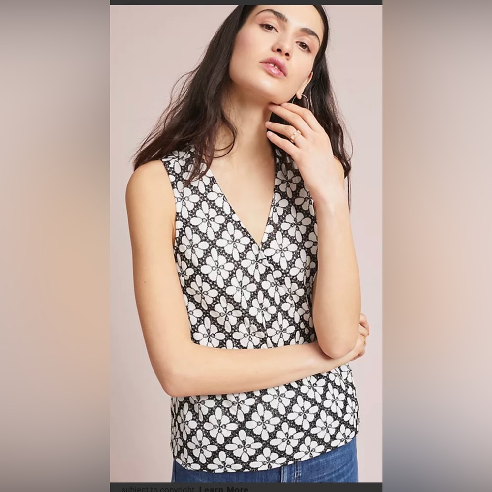 Anthropologie Maeve Embroidered Tank, Size 12